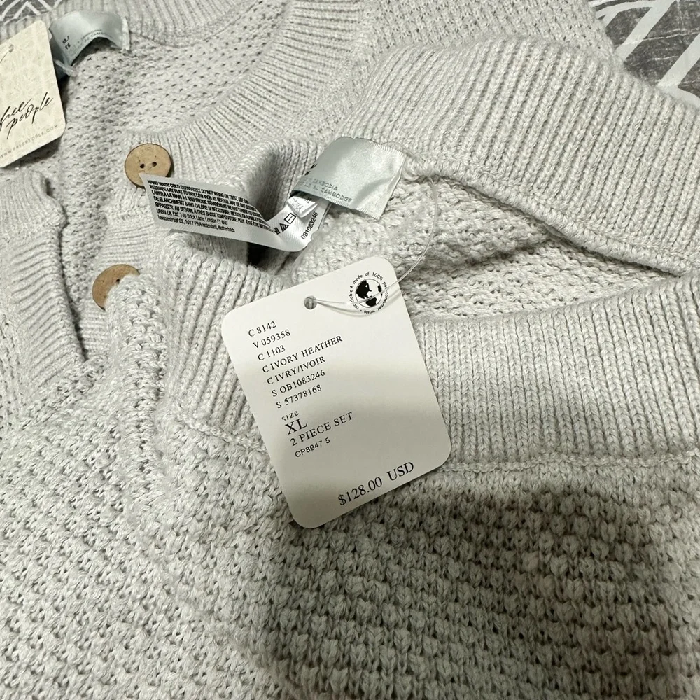 Free People Ivory Waffle Knit Hailee Beach Set - Picture 5 of 6